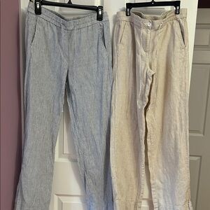 Talbots Women's Striped Pants - Blue and Tan